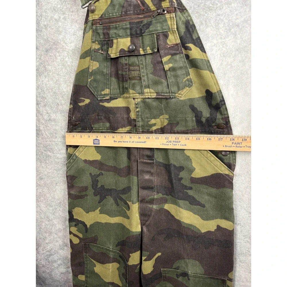 Liberty Men's Bibs Overalls Pants Camo Double Knee Made in USA‎ Denim Size 36x29